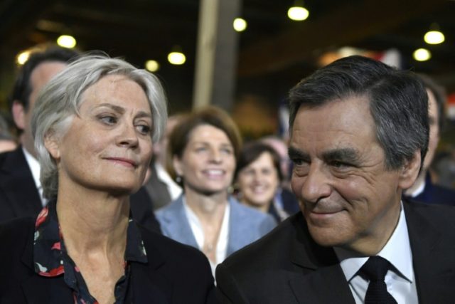 French presidential hopeful Francois Fillon and his Welsh-born spouse Penelope at a campai
