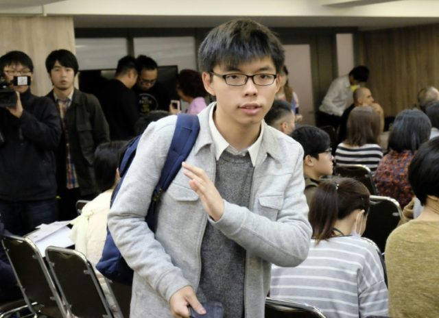 Hong Kong politician Joshua Wong attends a political forum hosted by Taiwan's grassroot Ne