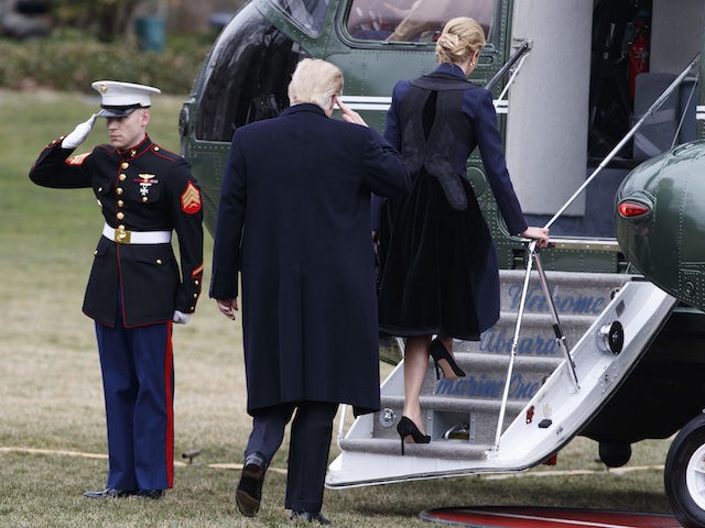 President Donald Trump follows his daughter Ivanka to board Marine One on the South Lawn o