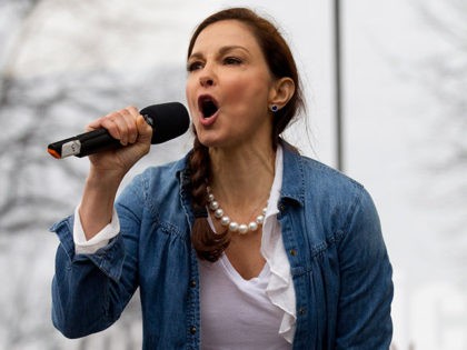 WASHINGTON, DC - JANUARY 21: Ashley Judd speaks onstage during the Women's March on Washington on January 21, 2017 in Washington, DC. (Photo by Theo Wargo/Getty Images)
