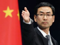 At a regular press briefing on Dec. 12, 2016, China's Foreign Ministry spokesman Geng Shuang expresses "serious concern" about U.S. President-elect Donald Trump's remarks suggesting the United States need not adhere to its long-held position on the status of Taiwan under his incoming administration. (Kyodo via AP Images) ==Kyodo