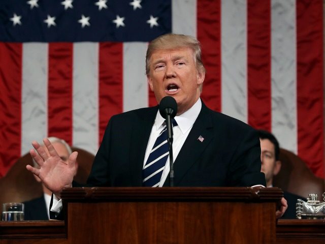 US President Donald J. Trump delivers his first address to a joint session of Congress fro
