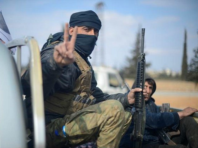 ALEPPO, SYRIA - FEBRUARY 13: Free Syrian Army (FSA) members fight against Daesh terrorists