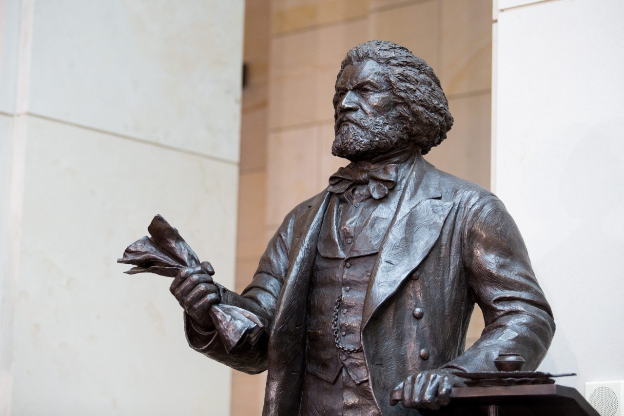 WASHINGTON, DC - JUNE 19: The Frederick Douglass Statue in Emancipation Hall at the Capitol Visitors Center, at the U.S. Capitol, on June 19, 2013 in Washington, DC. Congressional leaders dedicated the statue during a ceremony on Wednesday. (Photo by Drew Angerer/Getty Images)