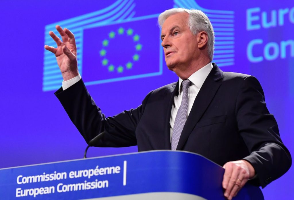 Michel Barnier, chief negotiator for the preparation and conduct of the negotiations with the United Kingdom under article 50 of the Treaty on European Union (TEU) gives a press conference at the European Commission on December 6, 2016, in Brussels. / AFP / EMMANUEL DUNAND (Photo credit should read EMMANUEL DUNAND/AFP/Getty Images)