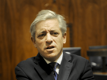 Britain's Speaker of the House of Commons John Bercow speaks during a meeting at the
