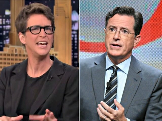 Image result for Images of Rachel maddow and Stephen colbert