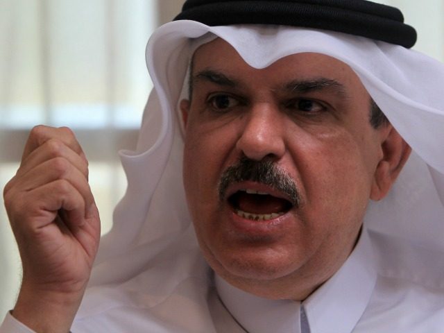 Qatari Ambassador to the Palestinian territories Mohammed al-Amadi speaks during an interv