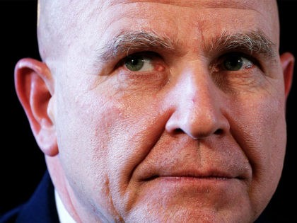 Newly appointed National Security Adviser Army Lt. Gen. H.R. McMaster listens as U.S. Pres