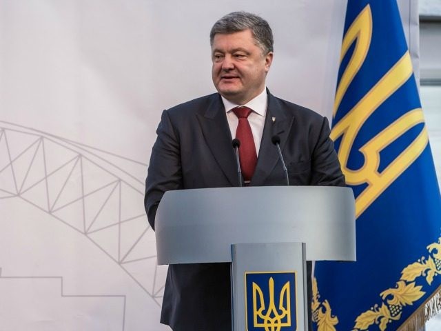 CHERNOBYL, UKRAINE - NOVEMBER 29: President Petro Poroshenko of Ukraine speaks at a ceremo