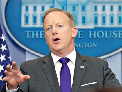 White House press secretary Sean Spicer speaks during the daily news briefing at the White