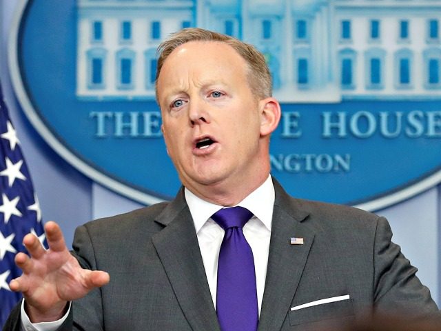 White House press secretary Sean Spicer speaks during the daily news briefing at the White House, in Washington, Tuesday, Feb. 7, 2017. Spicer discussed President Donald Trump's travel ban and other topics. (AP Photo/Carolyn Kaster)