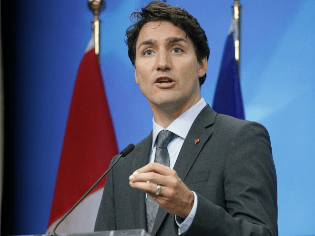 Canadian Prime Minister Justin Trudeau speaks during a media conference at the conclusion