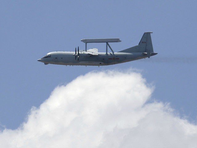A KJ-200 surveillance aircraft of the Chinese Air Force flies during a training session fo