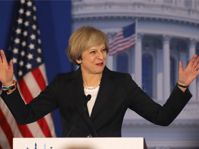 British Prime Minister Theresa May speaks at the Congress of Tomorrow Republican Member Re