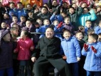 This undated picture released by North Korean news agency, KCNA (Korean Central News Agency) on February 2, 2017 shows North Korean leader Kim Jong-Un (front C) posing with the school students while visiting newly built Pyongyang Orphans' Primary School. REPUBLIC OF KOREA OUT ---EDITORS NOTE--- RESTRICTED TO EDITORIAL USE - …