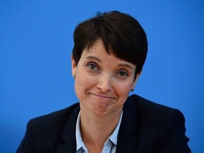 Co-leader of the "Alternative fuer Deutschland" (AfD) Frauke Petry reacts during a press conference one day after regional election polls in Berlin on September 19, 2016. The Alternative for Germany (AfD) harnessed a wave of anger over the refugee influx to claim around 14 percent of the vote in a …