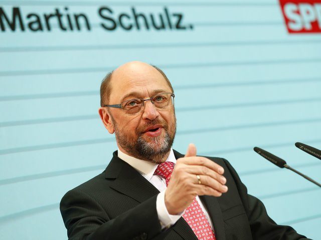 Former European Parliament chief Martin Schulz, Chancellor candidate of Germany's Social Democratic Party (SPD), gives a press conference at the SPD headquarters in Berlin on January 30, 2017. / AFP / Odd ANDERSEN (Photo credit should read ODD ANDERSEN/AFP/Getty Images)