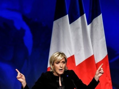 Head of the French far-right party Front national (FN) and presidential candidate Marine L