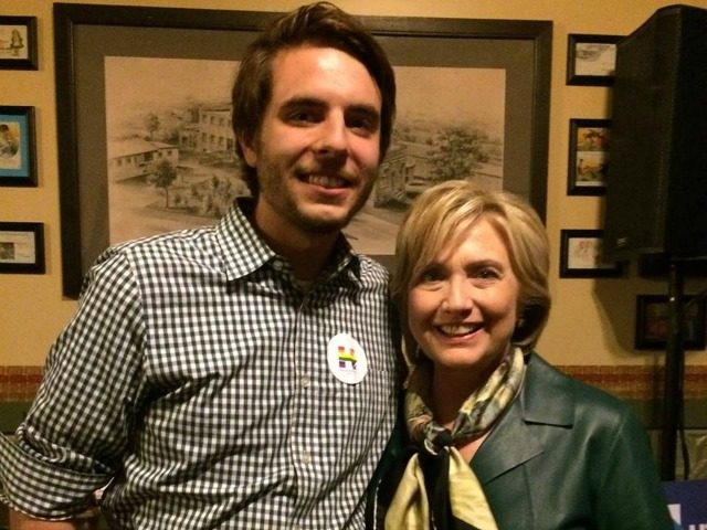 Image of Jimmy Dahman, founder of The Town Hall Project, with Hillary Clinton, from his Fa