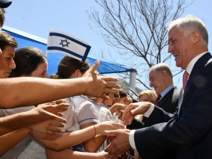 Prime Minister of Israel Benjamin Netanyahu, second right, and Australia's Prime Minister Malcolm Turnbull, right, meet student during a visit the Moriah War Memorial College in Sydney, Thursday, Feb. 23, 2017. Prime Minister Netanyahu is on a four day visit to Australia, the first official visit by an Israeli Prime …