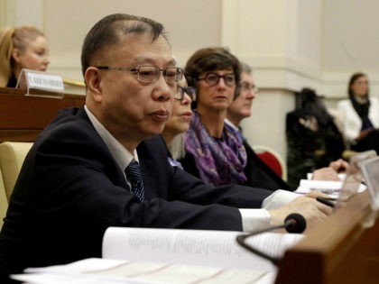 Professor Huang Jiefu, Chairman of the Chinese National Organ Donation and Transplantation Committee, attends a conference on 'Organ Traffiking and Transplant Tourism', held at the Vatican, Tuesday, Feb. 7, 2017. China is stepping up its efforts to convince the international medical community that it has stopped using executed prisoners as …