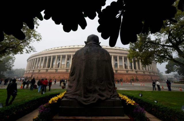 The Indian parliament building in New Delhi where the Finance Minister Arun Jaitley announ