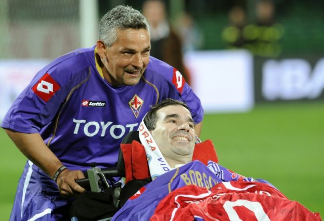The late Fiorentina footballer Stefano Borgonovo (C) suffered from Amyotrophic Lateral Scl