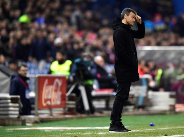 Barcelona's coach Luis Enrique gestures during the Spanish Copa del Rey semi final first l