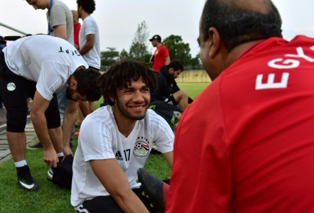 Egypt's players attend a training session in Libreville on February 4, 2017, on the eve of