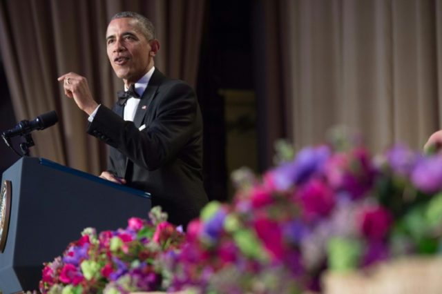US president Barack Obama speaks at the 2016 White House Correspondents' Association Dinne
