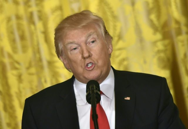 US President Donald Trump speaks during a press conference on February 16, 2017, at the Wh