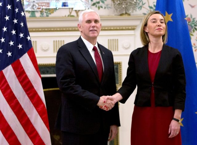 US Vice President Mike Pence held talks with EU foreign policy chief Federica Mogherini at