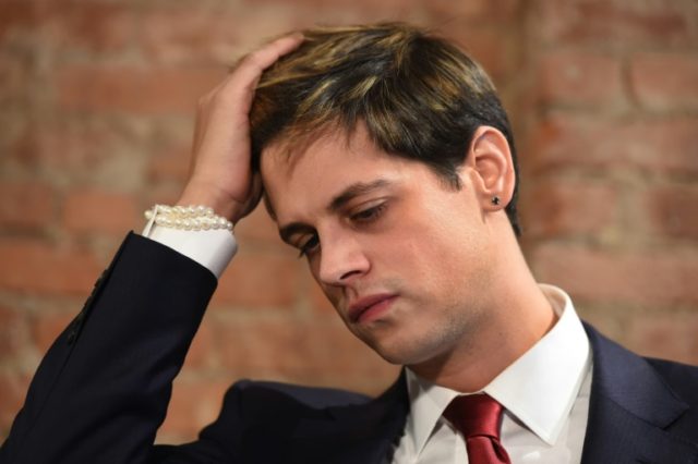 Milo Yiannopoulos holds a press conference in New York on February 21, 2017