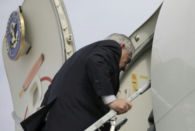 US Secretary of State Rex Tillerson boards his aircraft prior to his departure for Mexico