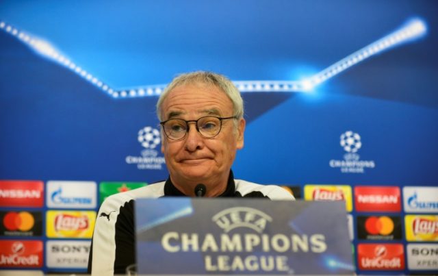 Leicester City's Claudio Ranieri gestures during a press conference on the eve of their UE