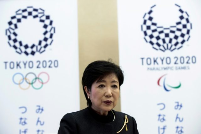 Tokyo Governor Yuriko Koike speaks during an interview with AFP