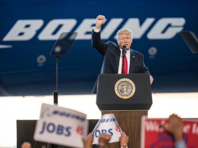 Donald Trump visits Boeing's factory in North Charleston, South Carolina