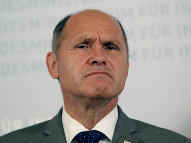 Austrian Interior Minister Wolfgang Sobotka speakes during a press conference for the for