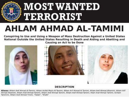 This image provided by the FBI is the most wanted poster for Ahlam Aref Ahmad Al-Tamimi, a Jordanian woman charged in connection with a 2001 bombing of a Jerusalem pizza restaurant that killed 15 people and injured dozens of others. The case against Ahlam Aref Ahmad Al-Tamimi was filed under …