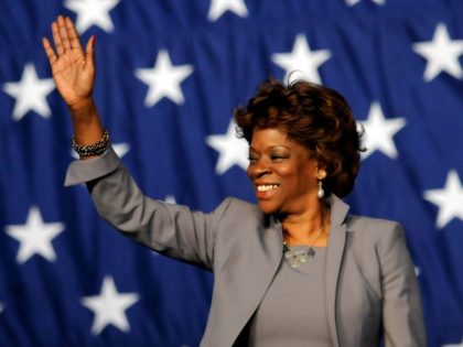 Denise Nappier waves to the crowd after she was re-nominated as State Treasurer at the Dem