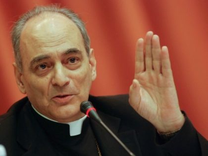 Vatican Bishop and chancellor Marcelo Sanchez Sorondo, speaks during a master conference in the framework of the XII International Meeting of Economists, on March 1, 2010 in Havana. AFP PHOTO/STR (Photo credit should read STR/AFP/Getty Images)