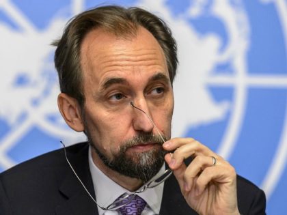New High Commissioner of the United Nations (UN) for Human Rights, Zeid Ra'ad al-Hussein of Jordan, looks on during a press conference on October 16, 2014 in Geneva.