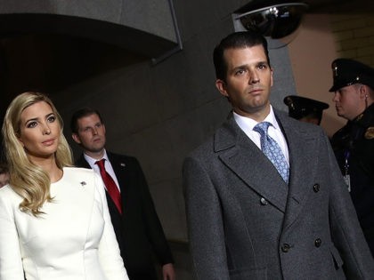 WASHINGTON, DC - JANUARY 20: Ivanka Trump (L) and Donald Trump, Jr. arrive on the West Front of the U.S. Capitol on January 20, 2017 in Washington, DC. In today's inauguration ceremony Donald J. Trump becomes the 45th president of the United States. (Photo by Win McNamee/Getty Images)