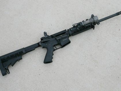 An AR-15 rifle, the same type issued to some Oklahoma City Police officers, is pictured at the Fraternal Order of Police in Oklahoma City, Thursday, July 14, 2016. In a publicly released letter, Fraternal Order of Police Lodge 123 asked the Oklahoma City Police Department to allow officers to carry …
