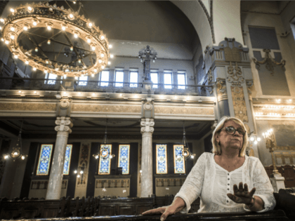 The president of the Egyptian Jewish Community, Magda Shehata Haroun, talks during an interview with AFP at the Jewish synagogue in Adly street downtown Cairo on October 3, 2016. Once a flourishing community, only a handful of Egyptian Jews, mostly elderly women, is all that remains in the Arab world's …