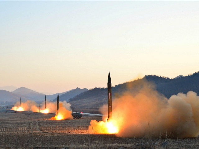 North Korean leader Kim Jong Un supervises a ballistic rocket launching drill of Hwasong a
