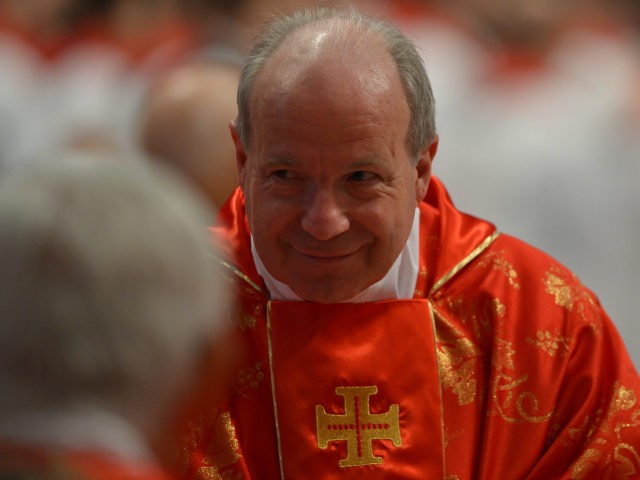 Austrian cardinal Christoph Schonborn attends a mass at the St Peter's basilica befor