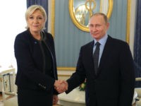 Russian President Vladimir Putin meets with French presidential election candidate for the far-right Front National (FN) party Marine Le Pen at the Kremlin in Moscow on March 24, 2017. / AFP PHOTO / SPUTNIK / Mikhail KLIMENTYEV (Photo credit should read MIKHAIL KLIMENTYEV/AFP/Getty Images)