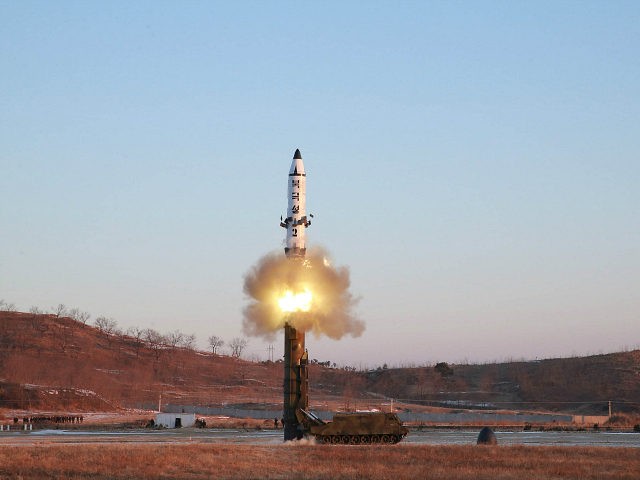 A view of the test-fire of Pukguksong-2 guided by North Korean leader Kim Jong Un, in this